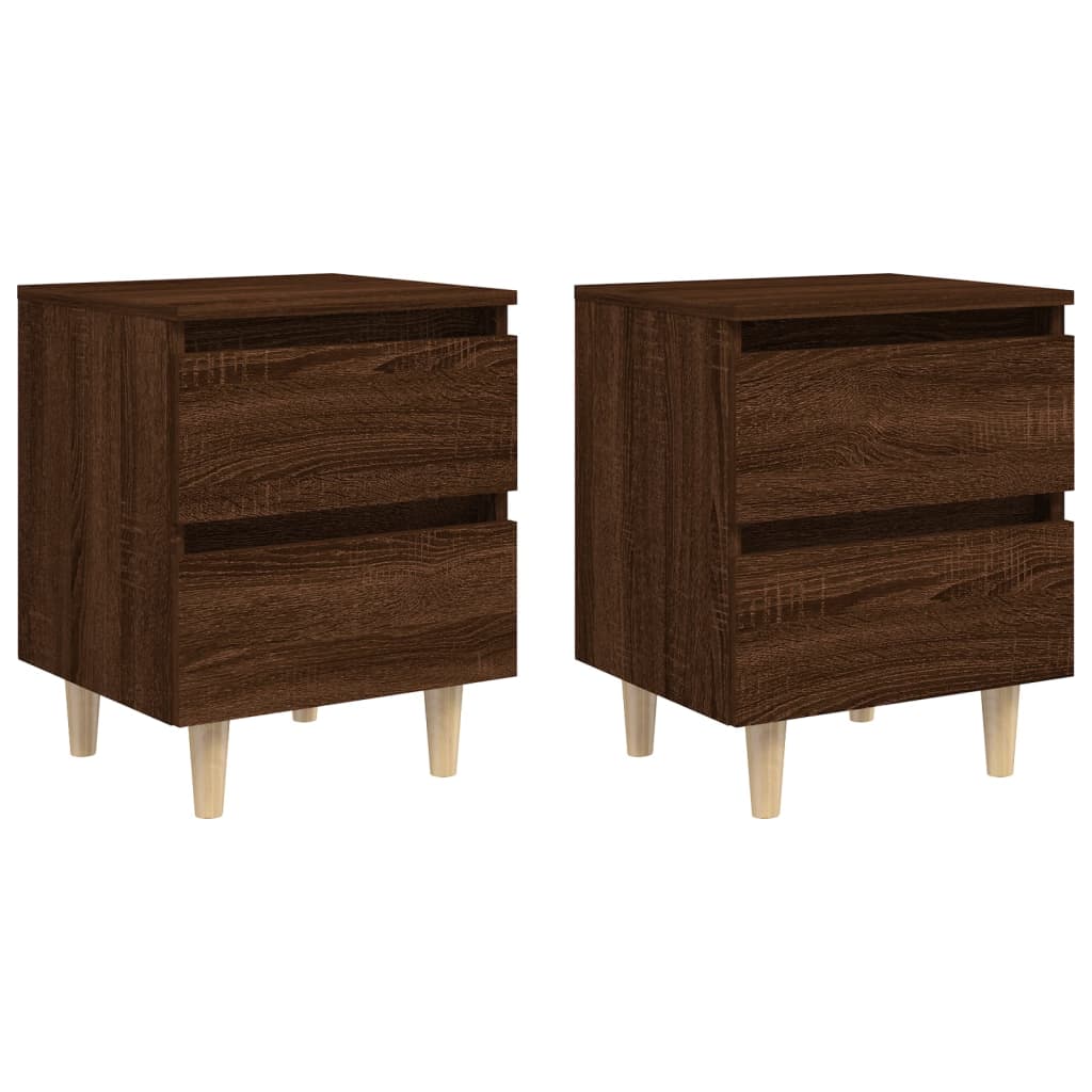 Nachtkastjes 2 st met houten poten 40x35x50 cm bruineikenkleur Nachtkastjes | Creëer jouw Trendy Thuis | Gratis bezorgd & Retour | Trendy.nl