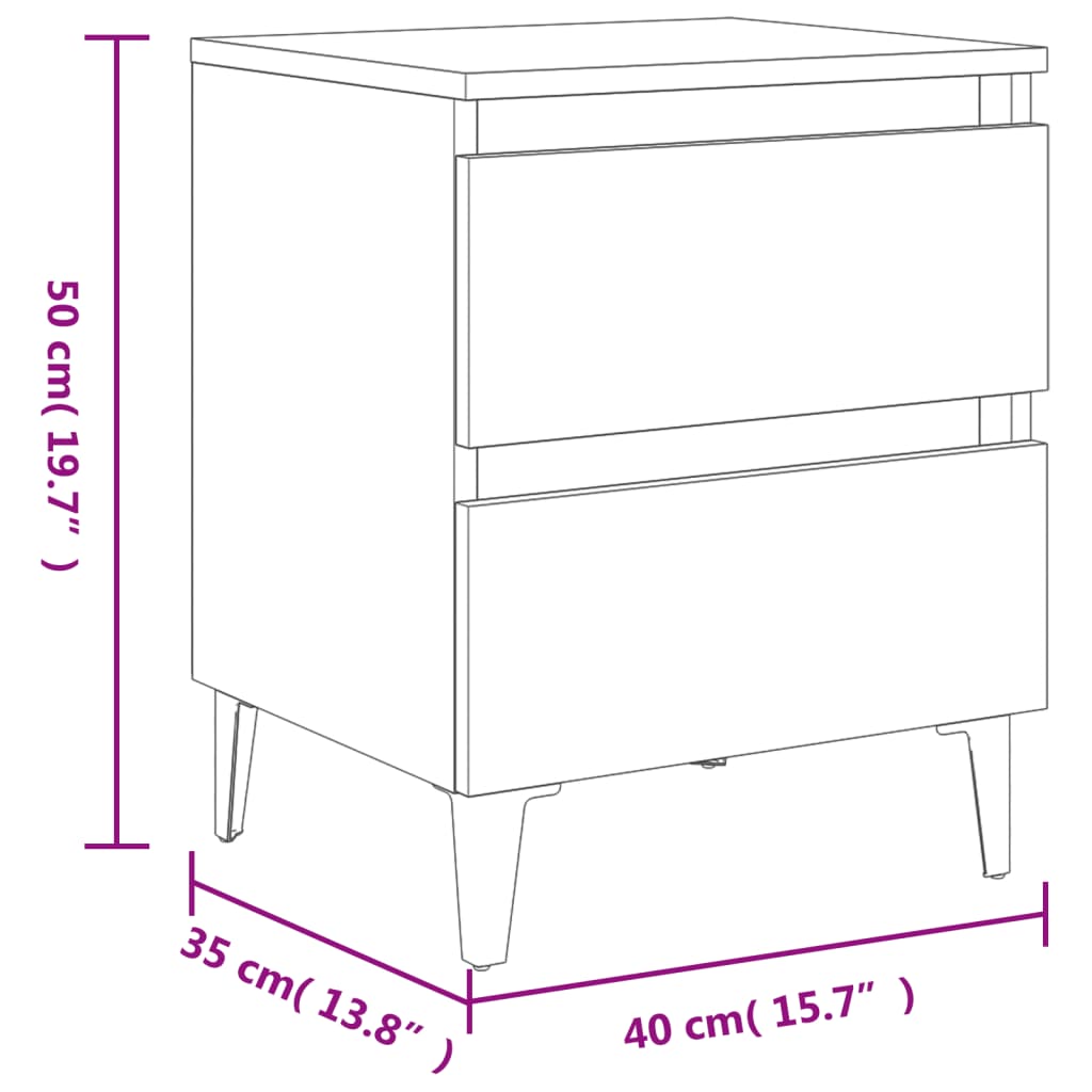 Nachtkastje met metalen poten 40x35x50 cm gerookt eikenkleurig Nachtkastjes | Creëer jouw Trendy Thuis | Gratis bezorgd & Retour | Trendy.nl