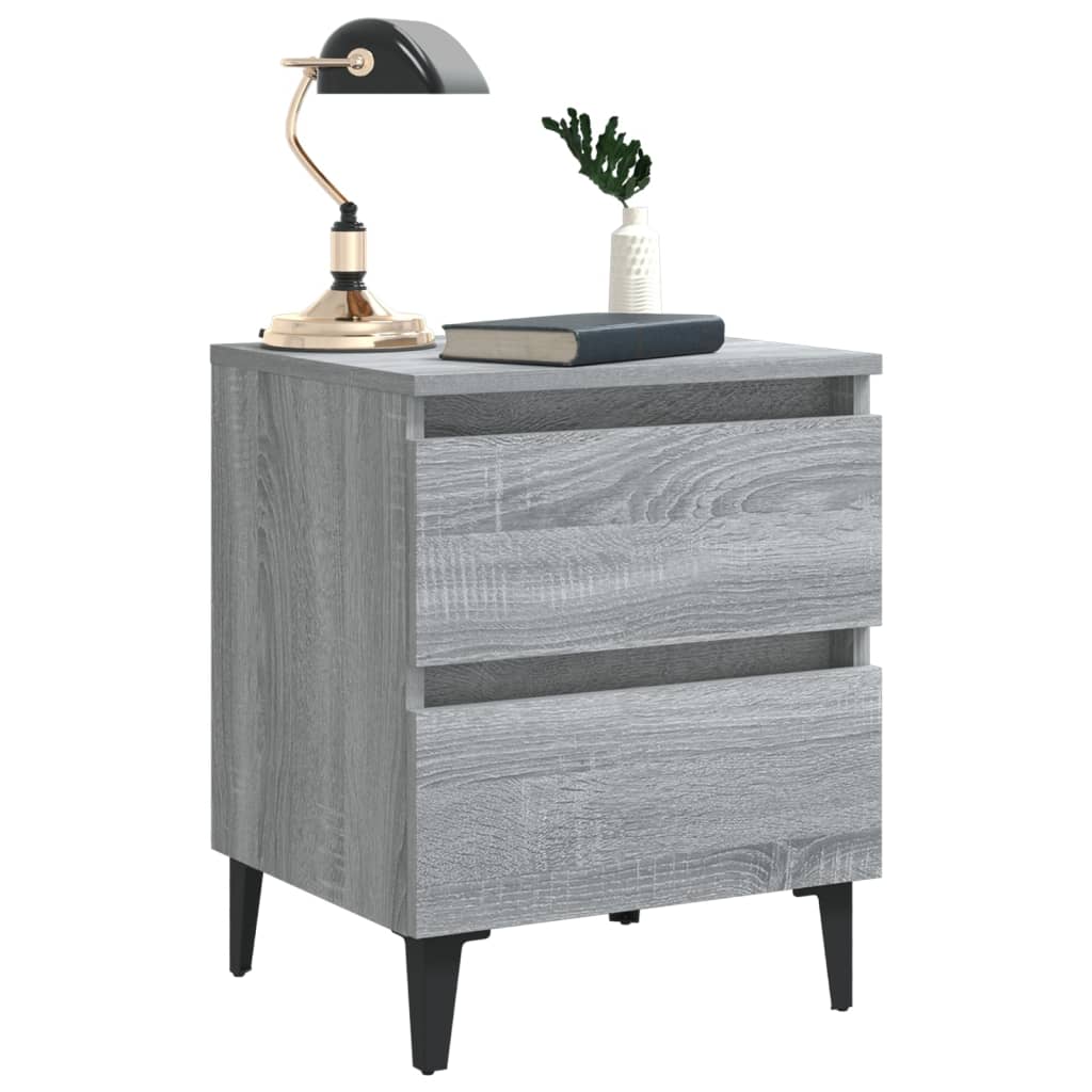 Nachtkastje met metalen poten 40x35x50 cm grijs sonoma eiken Nachtkastjes | Creëer jouw Trendy Thuis | Gratis bezorgd & Retour | Trendy.nl