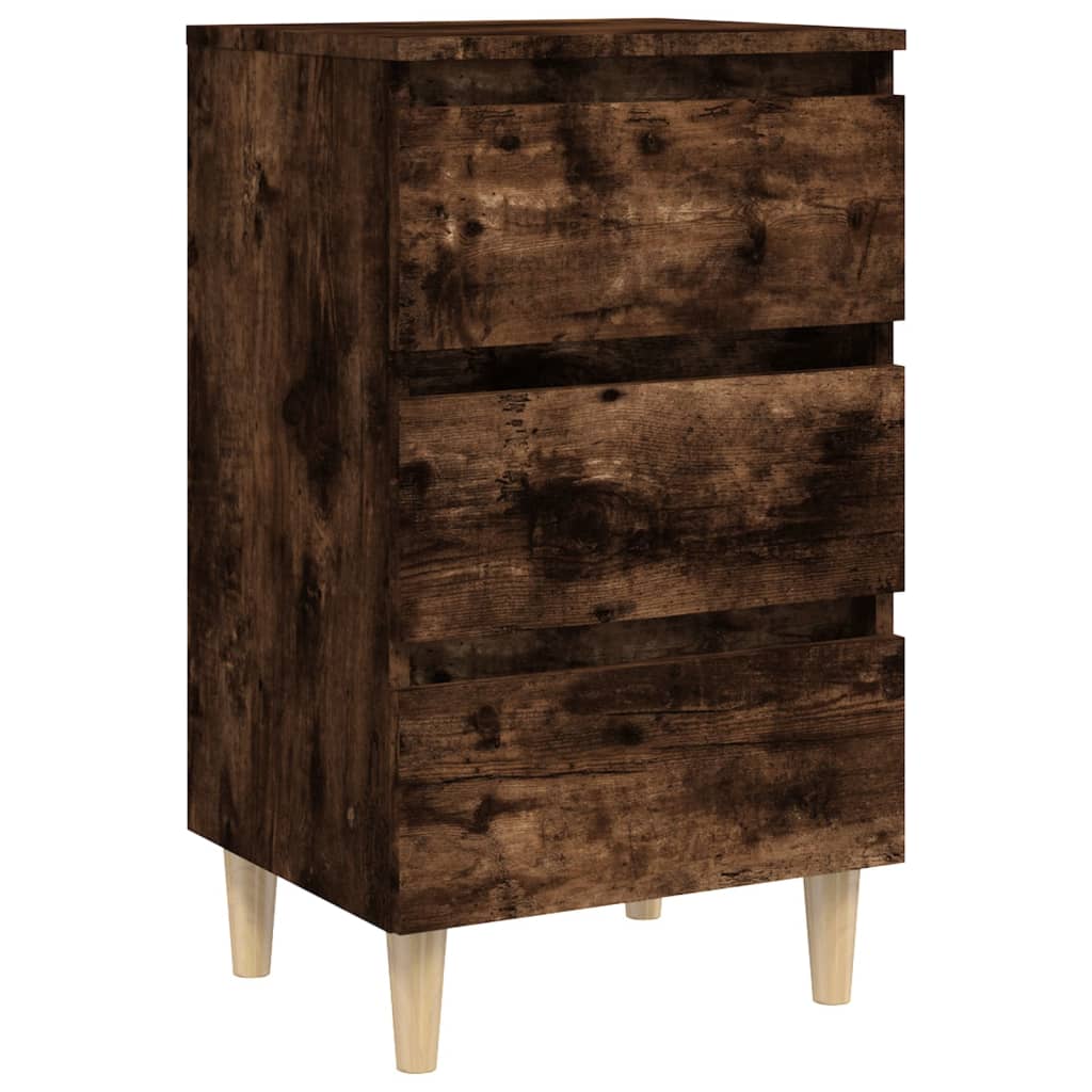 Nachtkastje met houten poten 40x35x69 cm gerookt eikenkleurig Nachtkastjes | Creëer jouw Trendy Thuis | Gratis bezorgd & Retour | Trendy.nl