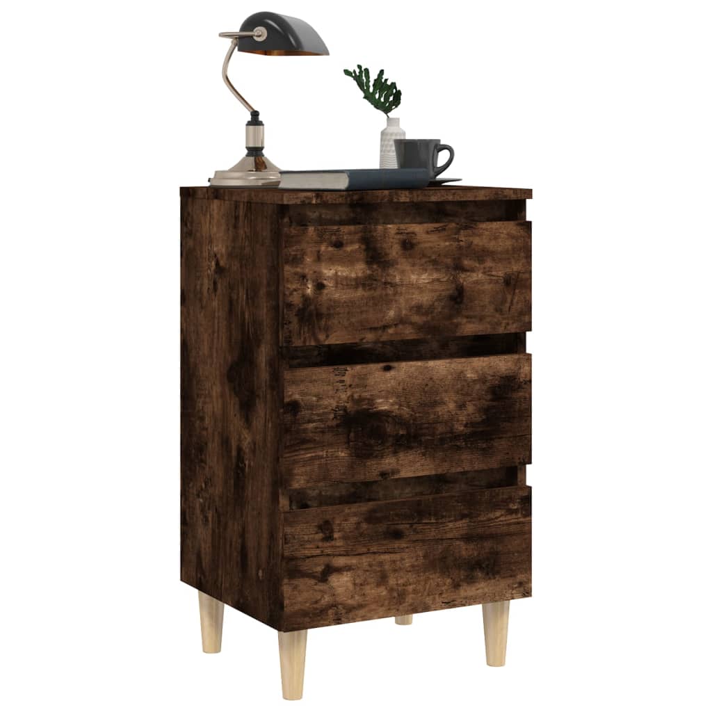 Nachtkastje met houten poten 40x35x69 cm gerookt eikenkleurig Nachtkastjes | Creëer jouw Trendy Thuis | Gratis bezorgd & Retour | Trendy.nl