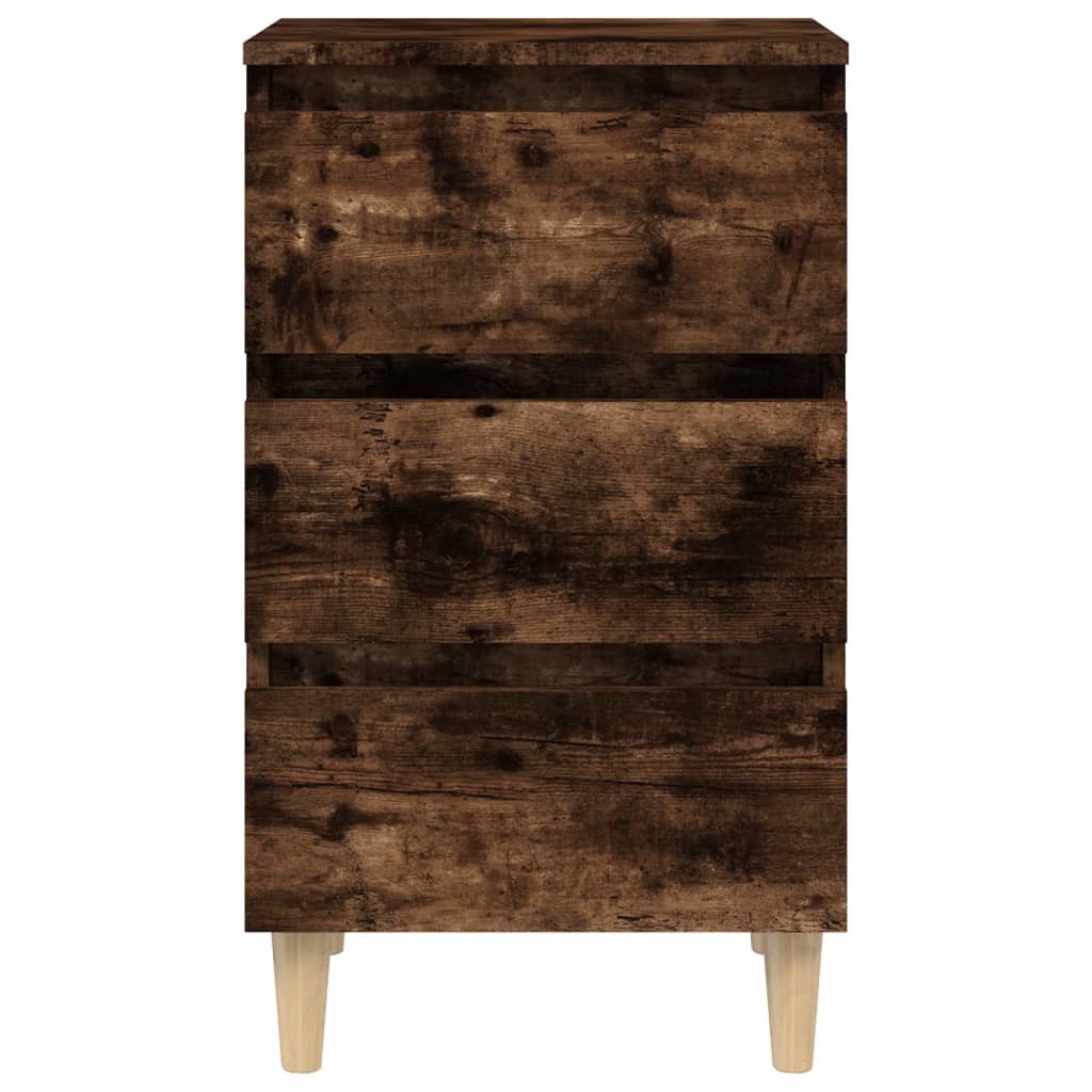 Nachtkastje met houten poten 40x35x69 cm gerookt eikenkleurig Nachtkastjes | Creëer jouw Trendy Thuis | Gratis bezorgd & Retour | Trendy.nl