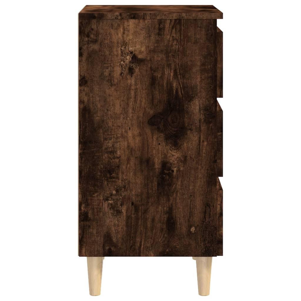 Nachtkastje met houten poten 40x35x69 cm gerookt eikenkleurig Nachtkastjes | Creëer jouw Trendy Thuis | Gratis bezorgd & Retour | Trendy.nl