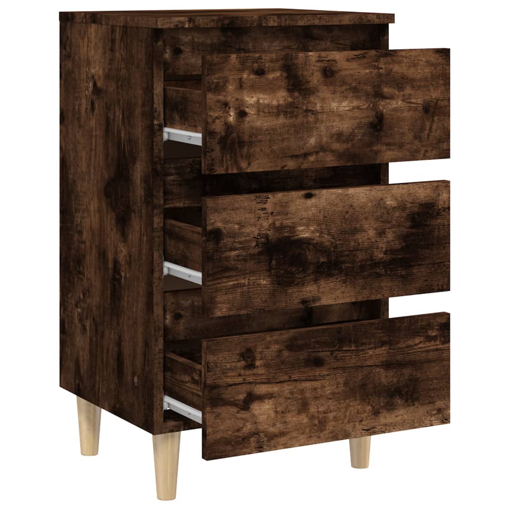 Nachtkastje met houten poten 40x35x69 cm gerookt eikenkleurig Nachtkastjes | Creëer jouw Trendy Thuis | Gratis bezorgd & Retour | Trendy.nl