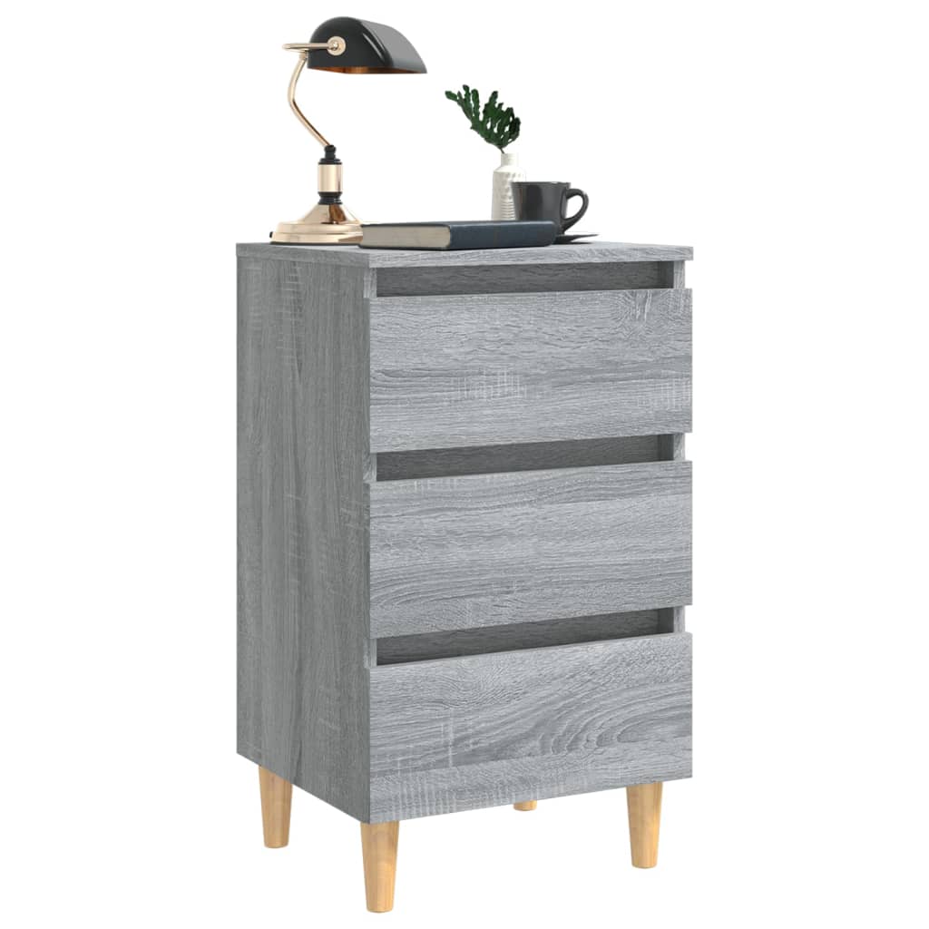 Nachtkastje met houten poten 40x35x69 cm grijs sonoma eiken Nachtkastjes | Creëer jouw Trendy Thuis | Gratis bezorgd & Retour | Trendy.nl