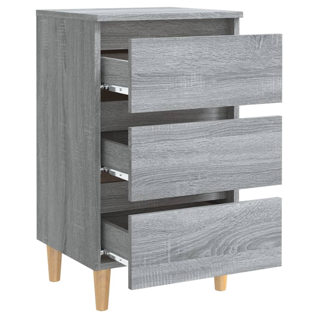 Nachtkastje met houten poten 40x35x69 cm grijs sonoma eiken Nachtkastjes | Creëer jouw Trendy Thuis | Gratis bezorgd & Retour | Trendy.nl