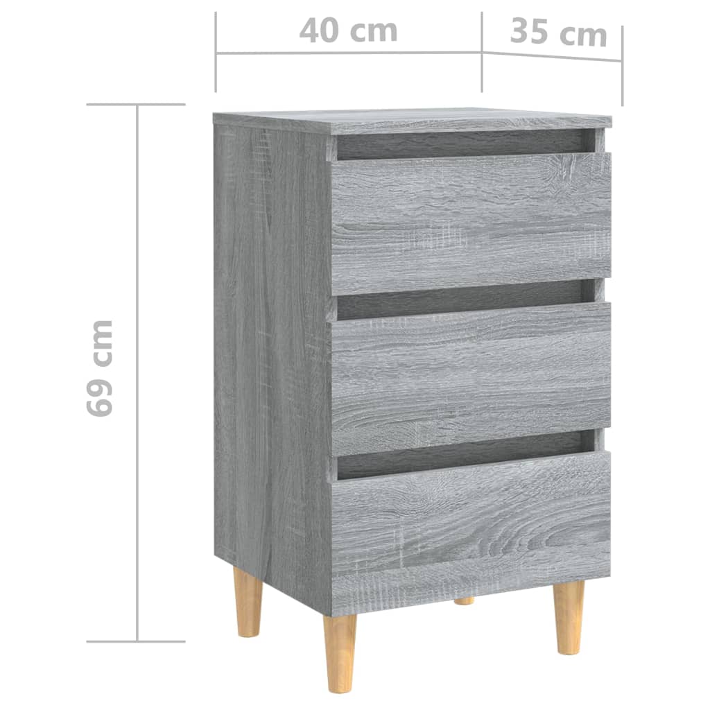 Nachtkastje met houten poten 40x35x69 cm grijs sonoma eiken Nachtkastjes | Creëer jouw Trendy Thuis | Gratis bezorgd & Retour | Trendy.nl