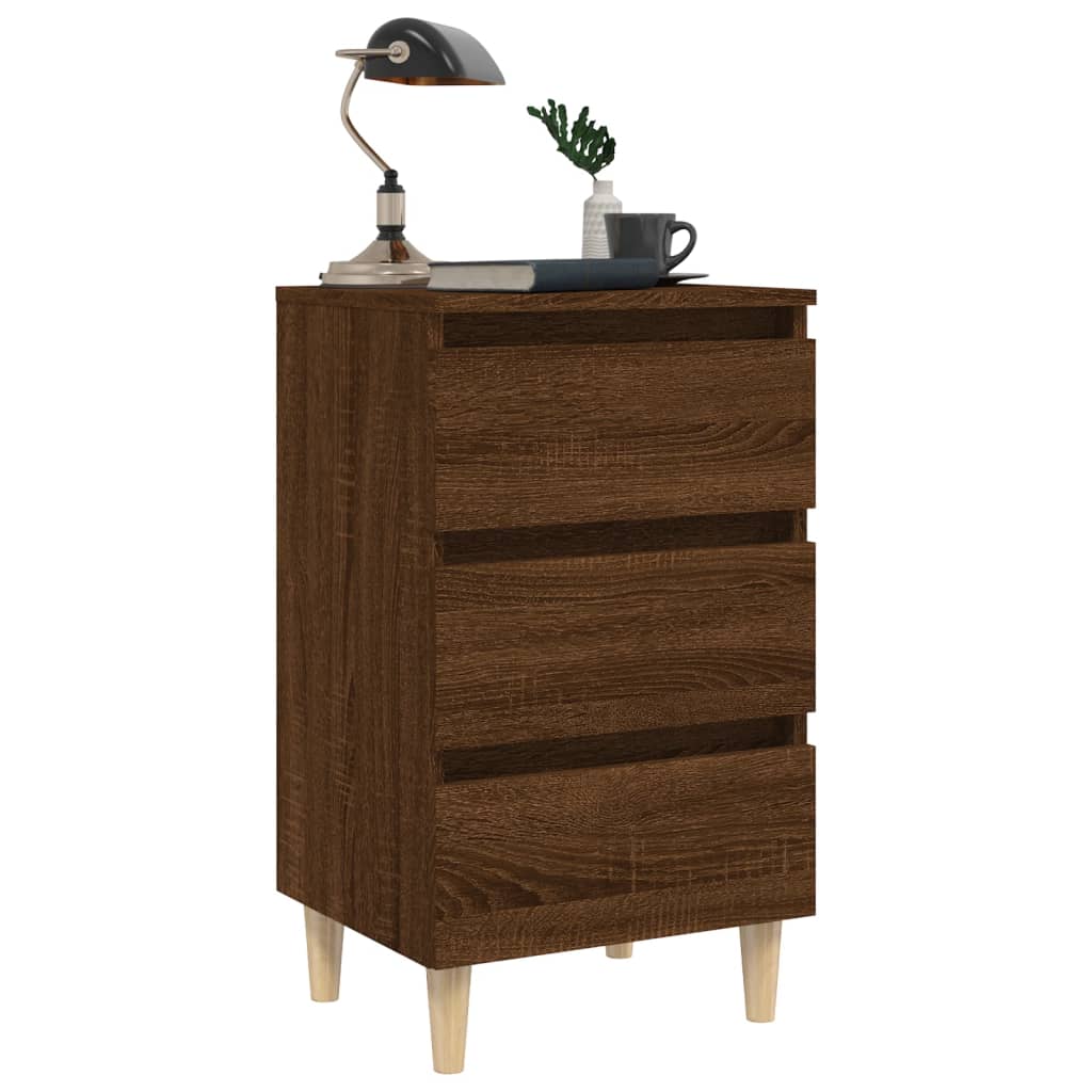 Nachtkastje met houten poten 40x35x69 cm bruineikenkleurig Nachtkastjes | Creëer jouw Trendy Thuis | Gratis bezorgd & Retour | Trendy.nl