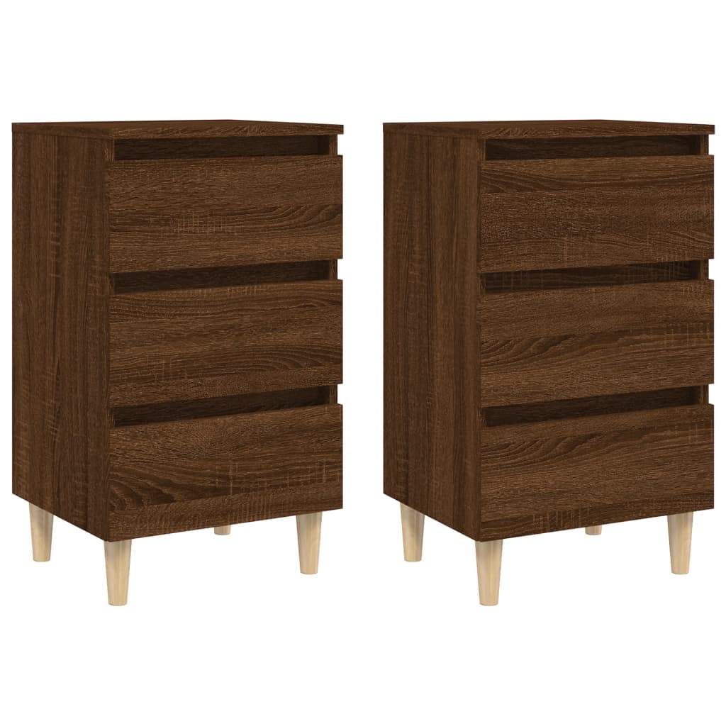 Nachtkastjes 2 st met houten poten 40x35x69 cm bruineikenkleur Nachtkastjes | Creëer jouw Trendy Thuis | Gratis bezorgd & Retour | Trendy.nl