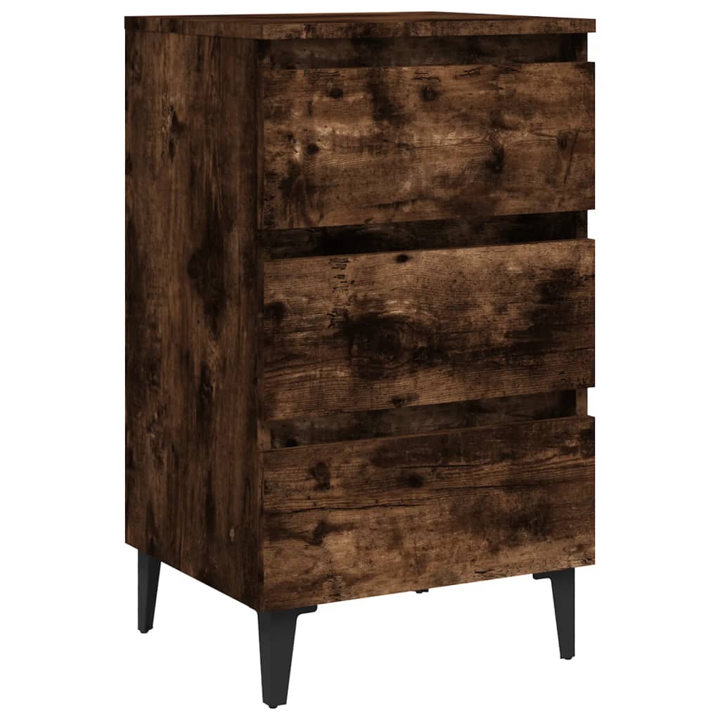 Nachtkastje met metalen poten 40x35x69 cm gerookt eikenkleurig Nachtkastjes | Creëer jouw Trendy Thuis | Gratis bezorgd & Retour | Trendy.nl