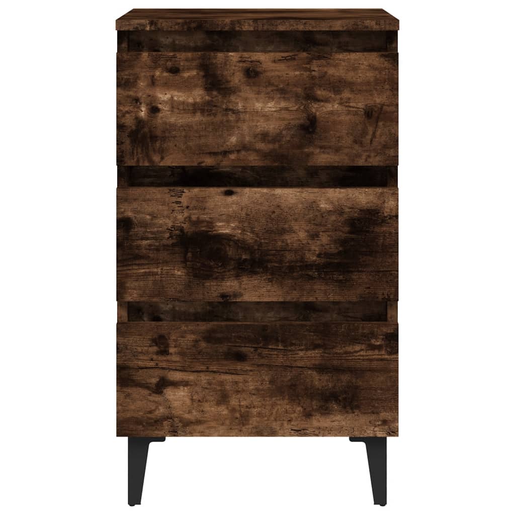 Nachtkastje met metalen poten 40x35x69 cm gerookt eikenkleurig Nachtkastjes | Creëer jouw Trendy Thuis | Gratis bezorgd & Retour | Trendy.nl