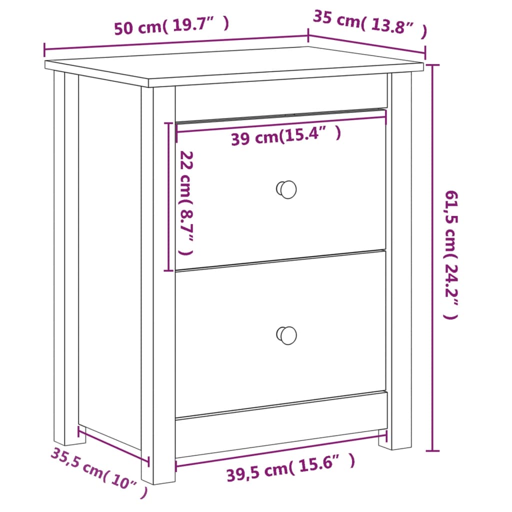 Nachtkastje 50x35x61,5 cm massief grenenhout honingbruin Nachtkastjes | Creëer jouw Trendy Thuis | Gratis bezorgd & Retour | Trendy.nl