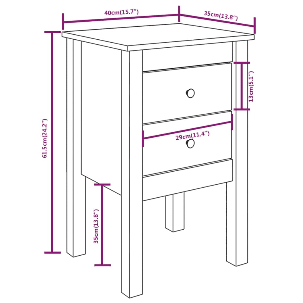 Nachtkastjes 2 st 40x35x61,5 cm massief grenenhout Nachtkastjes | Creëer jouw Trendy Thuis | Gratis bezorgd & Retour | Trendy.nl