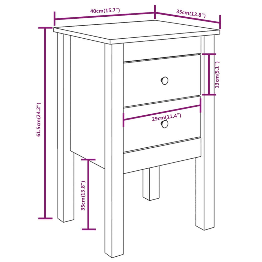 Nachtkastje 40x35x61,5 cm massief grenenhout honingbruin Nachtkastjes | Creëer jouw Trendy Thuis | Gratis bezorgd & Retour | Trendy.nl