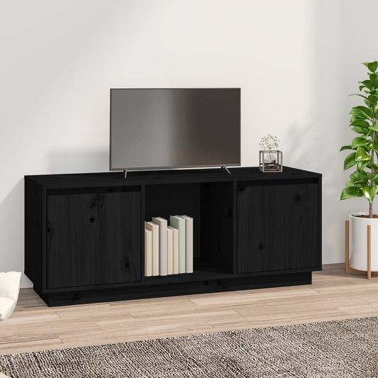 Tv-meubel 110,5x35x44 cm massief grenenhout zwart