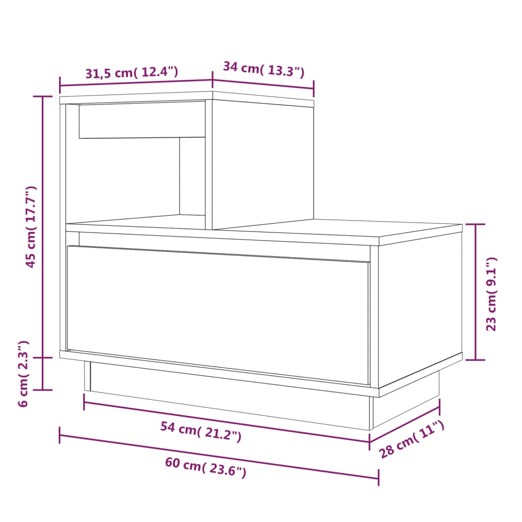 Nachtkastje 60x34x51 cm massief grenenhout Nachtkastjes | Creëer jouw Trendy Thuis | Gratis bezorgd & Retour | Trendy.nl