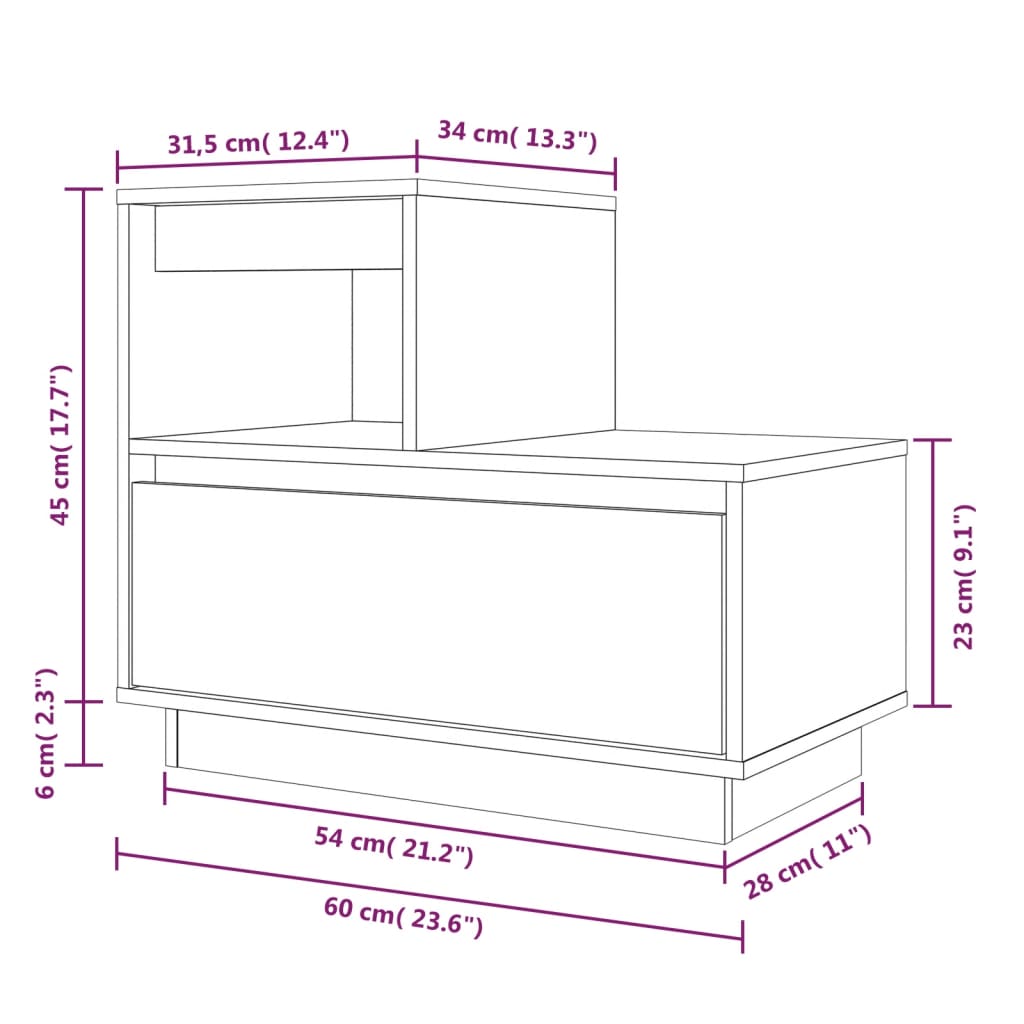 Nachtkastje 60x34x51 cm massief grenenhout zwart Nachtkastjes | Creëer jouw Trendy Thuis | Gratis bezorgd & Retour | Trendy.nl