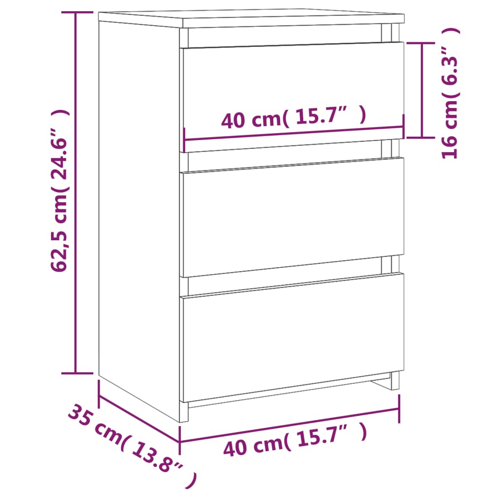 Nachtkastje 40x35x62,5 cm bewerkt hout gerookt eikenkleurig Nachtkastjes | Creëer jouw Trendy Thuis | Gratis bezorgd & Retour | Trendy.nl