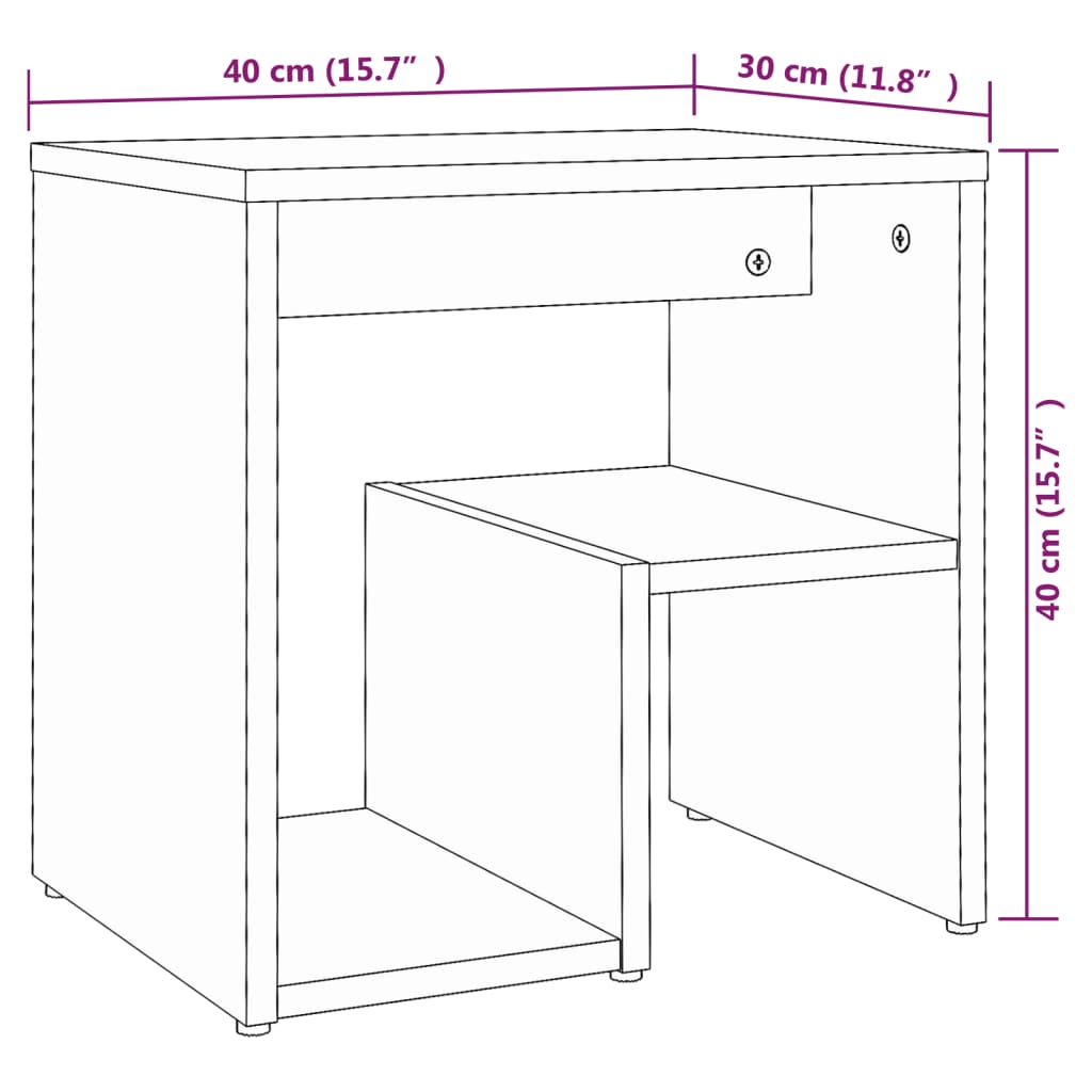 Nachtkastjes 2 st 40x30x40 cm bewerkt hout grijs sonoma eiken Nachtkastjes | Creëer jouw Trendy Thuis | Gratis bezorgd & Retour | Trendy.nl