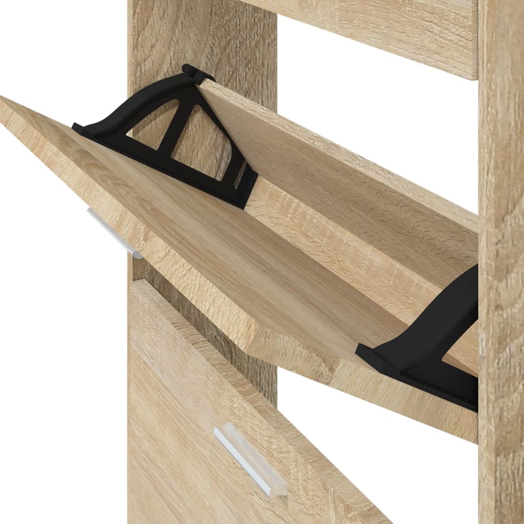 Schoenenkast 59x17x150 cm bewerkt hout eikenkleurig Schoenenrekken | Creëer jouw Trendy Thuis | Gratis bezorgd & Retour | Trendy.nl
