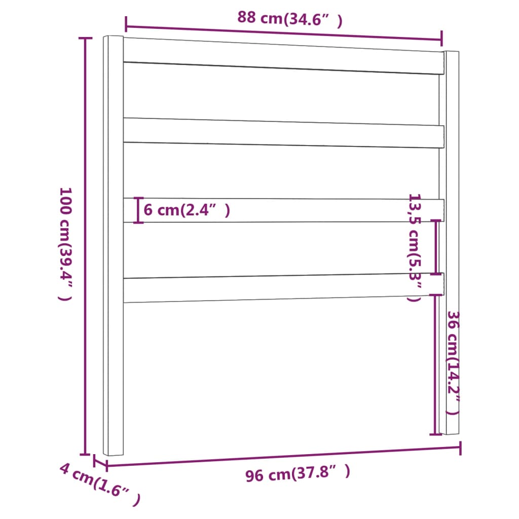 Hoofdbord 96x4x100 cm massief grenenhout wit Hoofdborden en voetborden | Creëer jouw Trendy Thuis | Gratis bezorgd & Retour | Trendy.nl