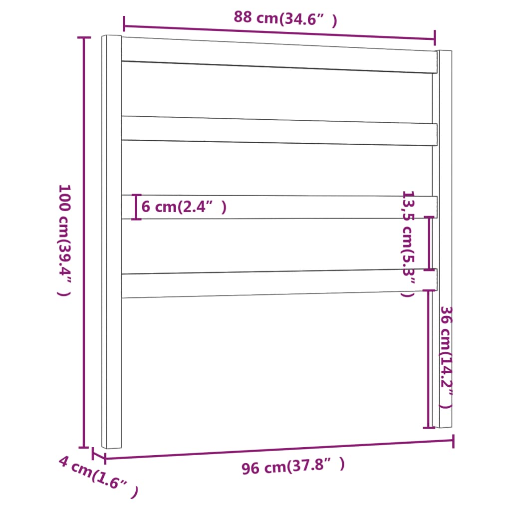 Hoofdbord 96x4x100 cm massief grenenhout zwart Hoofdborden en voetborden | Creëer jouw Trendy Thuis | Gratis bezorgd & Retour | Trendy.nl