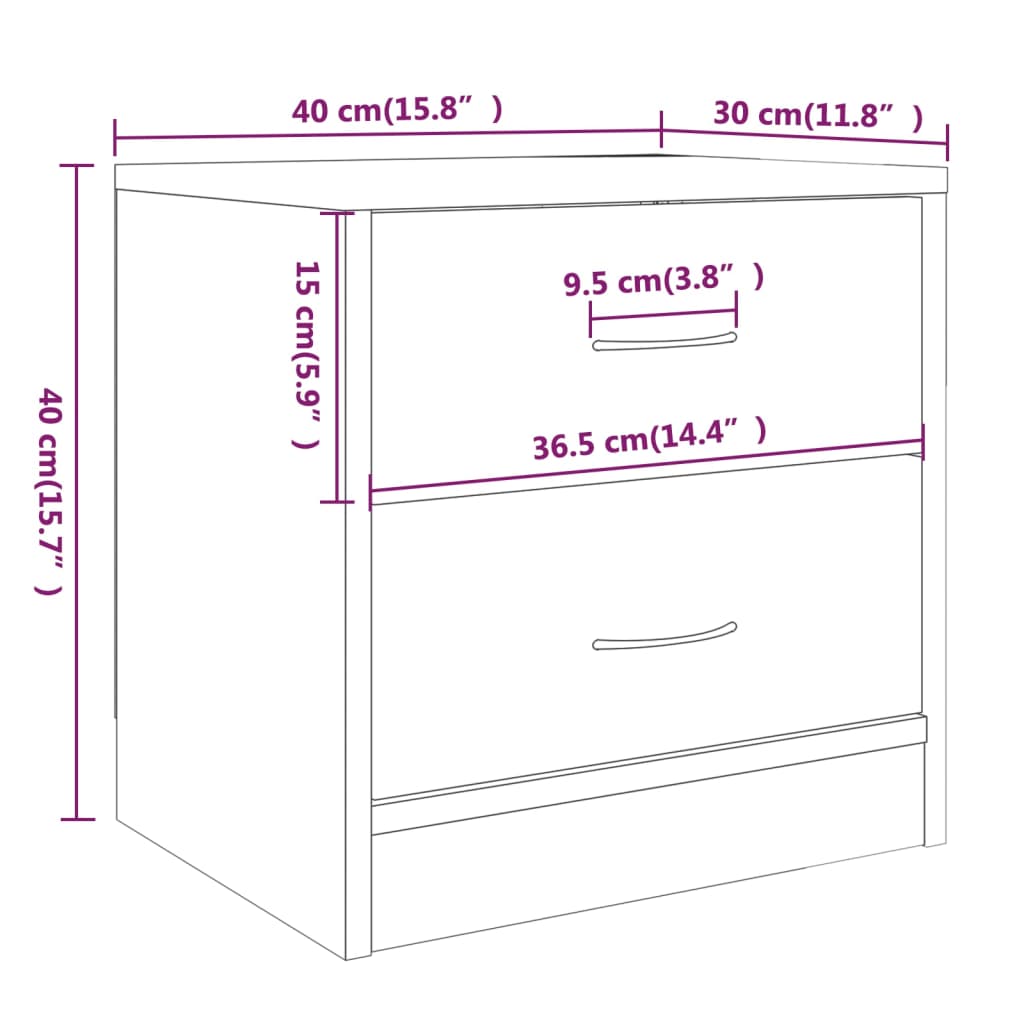 Nachtkastje 40x30x40 cm bewerkt hout gerookt eikenkleurig Nachtkastjes | Creëer jouw Trendy Thuis | Gratis bezorgd & Retour | Trendy.nl