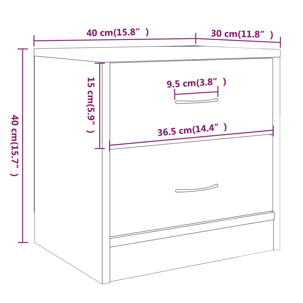 Nachtkastjes 2 st 40x30x40 cm bewerkt hout gerookt eikenkleurig Nachtkastjes | Creëer jouw Trendy Thuis | Gratis bezorgd & Retour | Trendy.nl