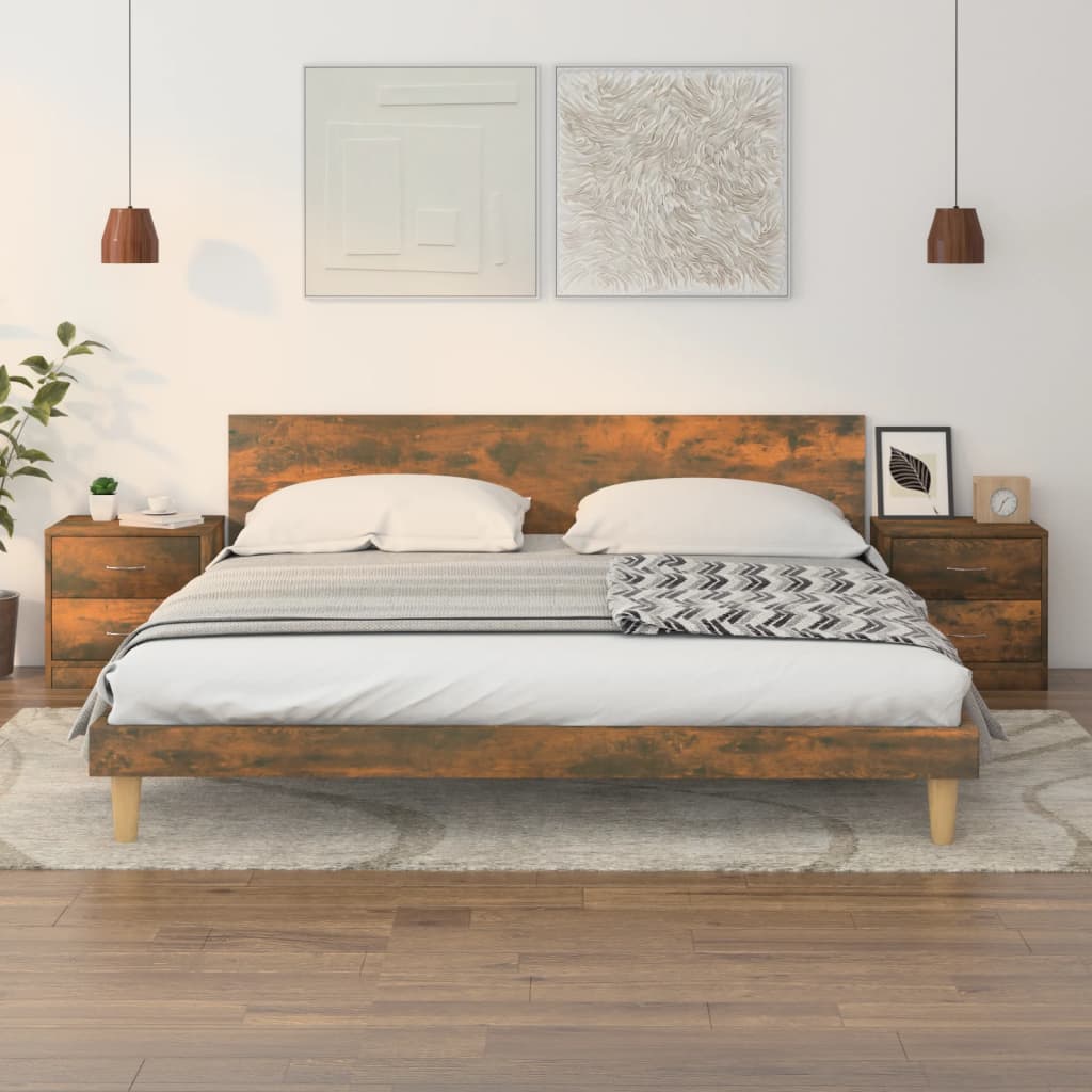 Nachtkastjes 2 st 40x30x40 cm bewerkt hout gerookt eikenkleurig Nachtkastjes | Creëer jouw Trendy Thuis | Gratis bezorgd & Retour | Trendy.nl