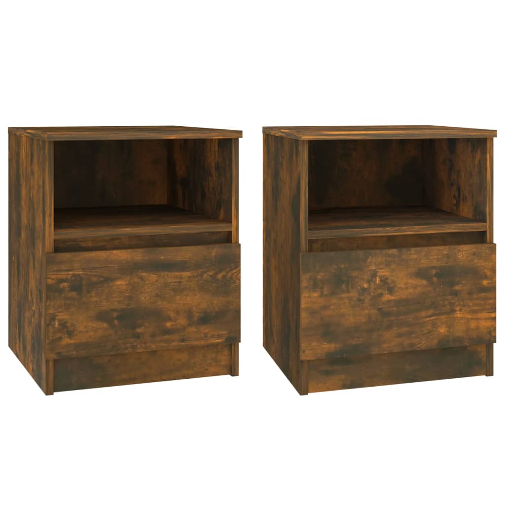 Nachtkastjes 2 st 40x40x50 cm bewerkt hout gerookt eikenkleurig Nachtkastjes | Creëer jouw Trendy Thuis | Gratis bezorgd & Retour | Trendy.nl