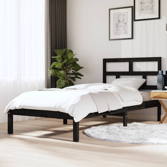 Massief houten bedframe in het zwart - 90x190 cm - 3FT Single grootte Bedden & bedframes | Creëer jouw Trendy Thuis | Gratis bezorgd & Retour | Trendy.nl