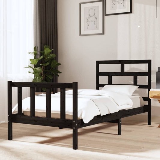 Zwart bedframe van massief grenenhout - comfortabel en stijlvol - 90x190 cm (3FT single) Bedden & bedframes | Creëer jouw Trendy Thuis | Gratis bezorgd & Retour | Trendy.nl