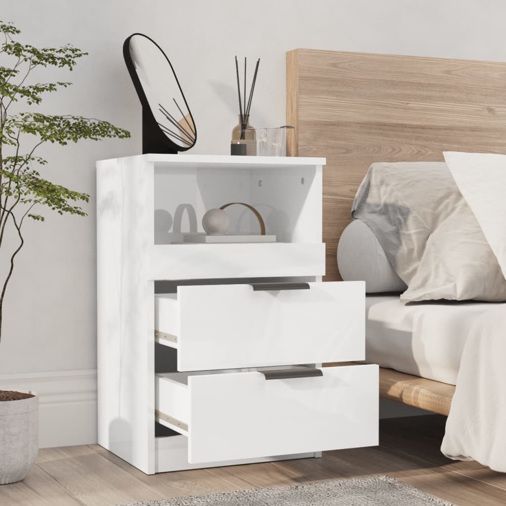 Nachtkastje bewerkt hout hoogglans wit Nachtkastjes | Creëer jouw Trendy Thuis | Gratis bezorgd & Retour | Trendy.nl