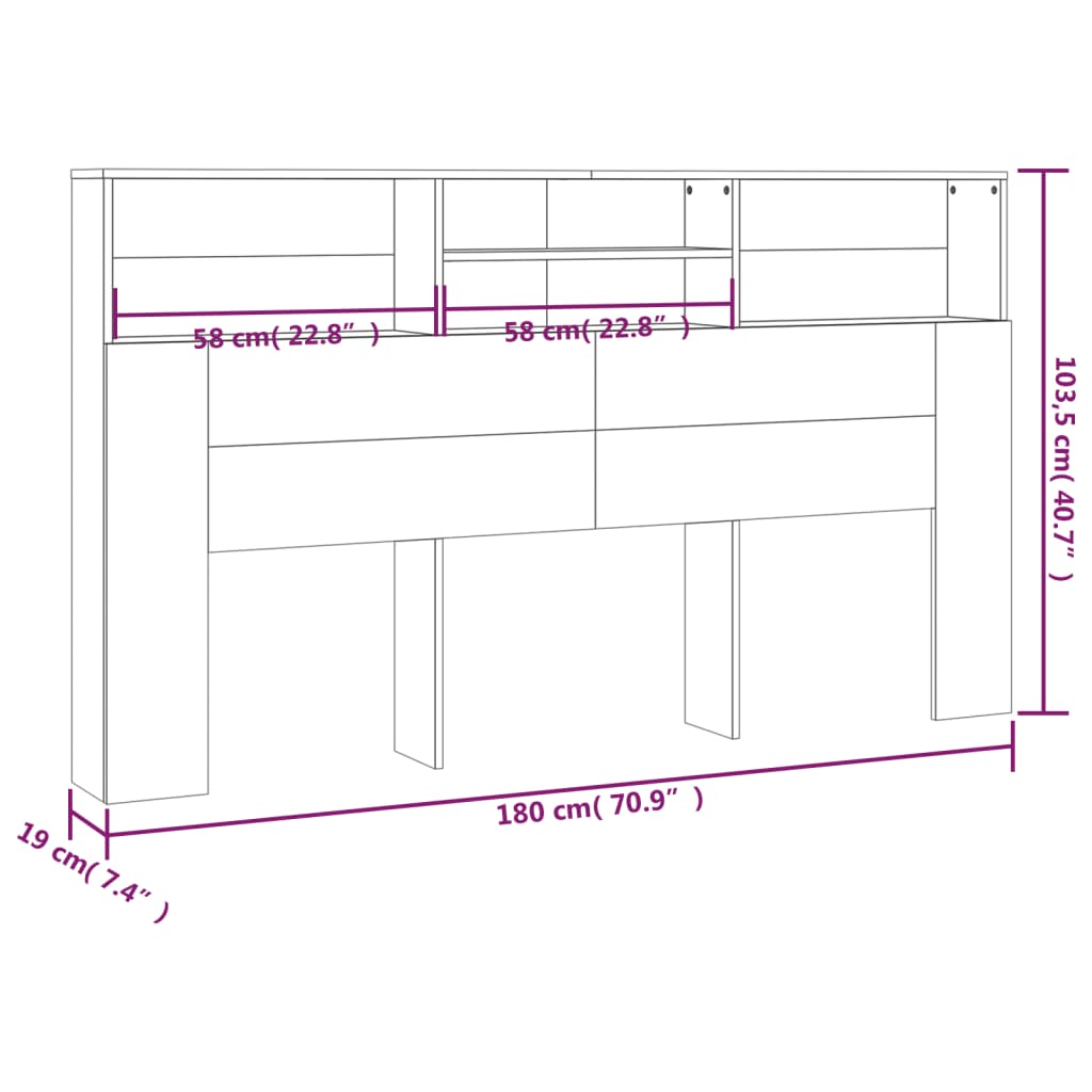 Hoofdbordkast 180x19x103,5 cm gerookt eikenkleurig Hoofdborden en voetborden | Creëer jouw Trendy Thuis | Gratis bezorgd & Retour | Trendy.nl