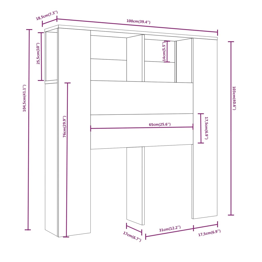 Hoofdbordkast 100x18,5x104,5 cm gerookt eikenkleurig Hoofdborden en voetborden | Creëer jouw Trendy Thuis | Gratis bezorgd & Retour | Trendy.nl