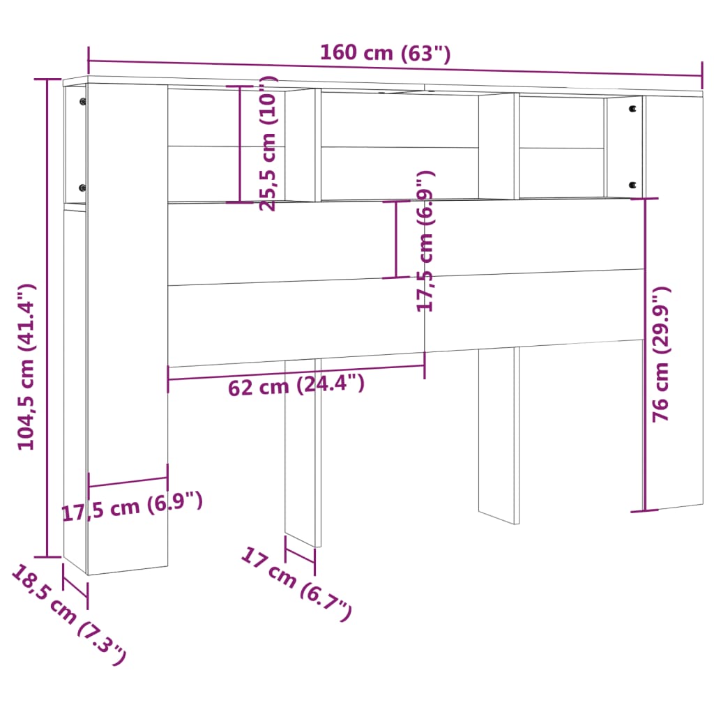 Hoofdbordkast 160x18,5x104,5 cm bruineikenkleurig Hoofdborden en voetborden | Creëer jouw Trendy Thuis | Gratis bezorgd & Retour | Trendy.nl