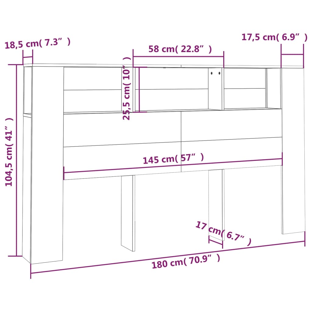 Hoofdbordkast 180x18,5x104,5 cm gerookt eikenkleurig Hoofdborden en voetborden | Creëer jouw Trendy Thuis | Gratis bezorgd & Retour | Trendy.nl