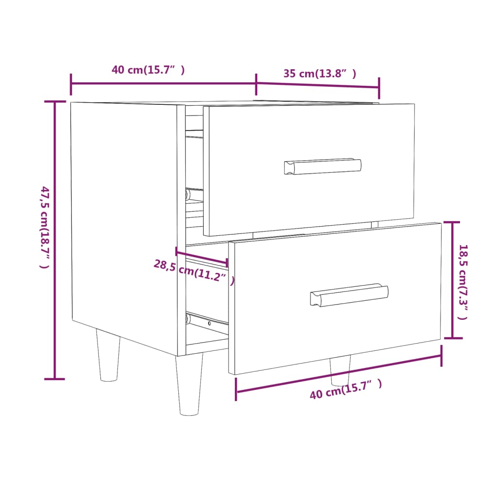 Nachtkastje 40x35x47,5 cm sonoma eikenkleurig Nachtkastjes | Creëer jouw Trendy Thuis | Gratis bezorgd & Retour | Trendy.nl