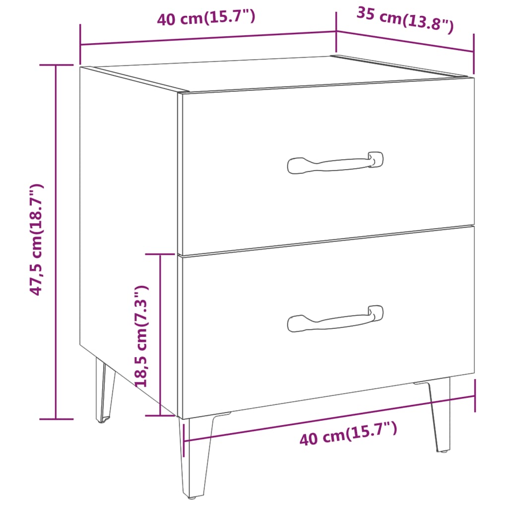 Nachtkastjes 2 st 40x35x47,5 cm wit Nachtkastjes | Creëer jouw Trendy Thuis | Gratis bezorgd & Retour | Trendy.nl