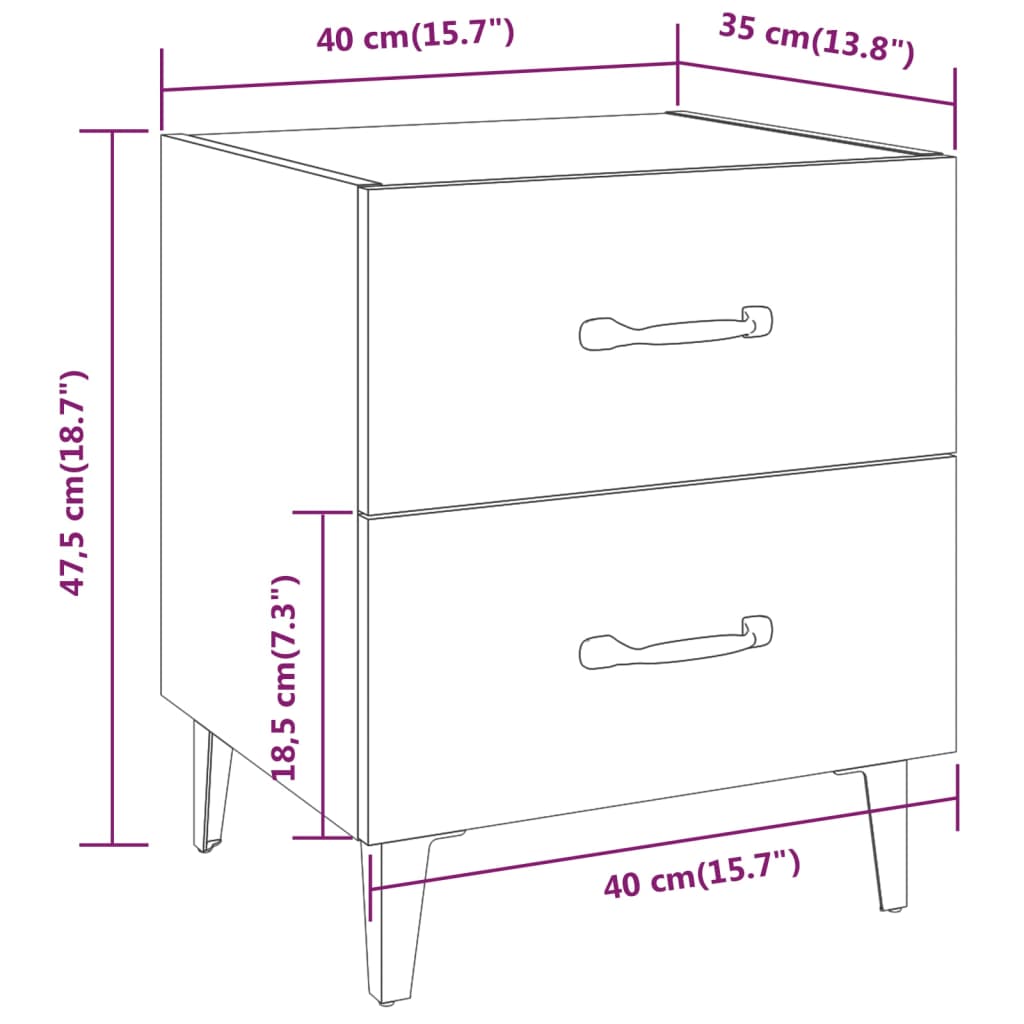 Nachtkastje 40x35x47,5 cm zwart Nachtkastjes | Creëer jouw Trendy Thuis | Gratis bezorgd & Retour | Trendy.nl