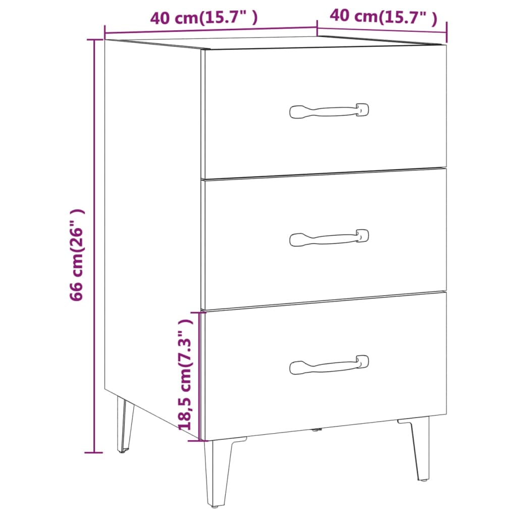 Nachtkastje 40x40x66 cm bewerkt hout wit Nachtkastjes | Creëer jouw Trendy Thuis | Gratis bezorgd & Retour | Trendy.nl