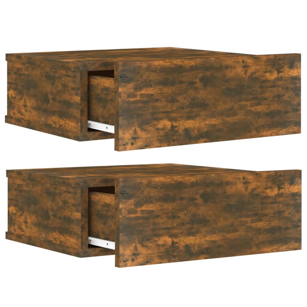 Nachtkastjes 2 st zwevend 40x30x15cm bewerkt hout gerookt eiken Nachtkastjes | Creëer jouw Trendy Thuis | Gratis bezorgd & Retour | Trendy.nl