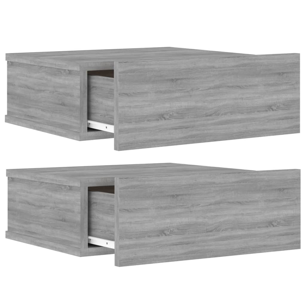 Nachtkastjes 2 st zwevend 40x30x15 cm bewerkt hout grijs sonoma Nachtkastjes | Creëer jouw Trendy Thuis | Gratis bezorgd & Retour | Trendy.nl