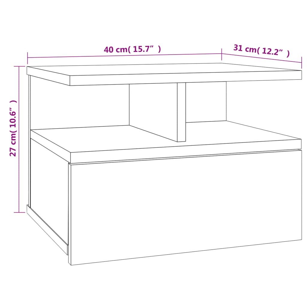 Nachtkastje zwevend 40x31x27 cm bewerkt hout gerookt eikenkleur Nachtkastjes | Creëer jouw Trendy Thuis | Gratis bezorgd & Retour | Trendy.nl