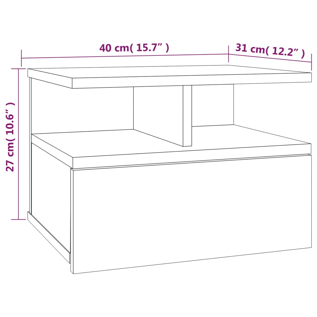 Nachtkastje zwevend 40x31x27 cm bewerkt hout grijs sonoma eiken Nachtkastjes | Creëer jouw Trendy Thuis | Gratis bezorgd & Retour | Trendy.nl