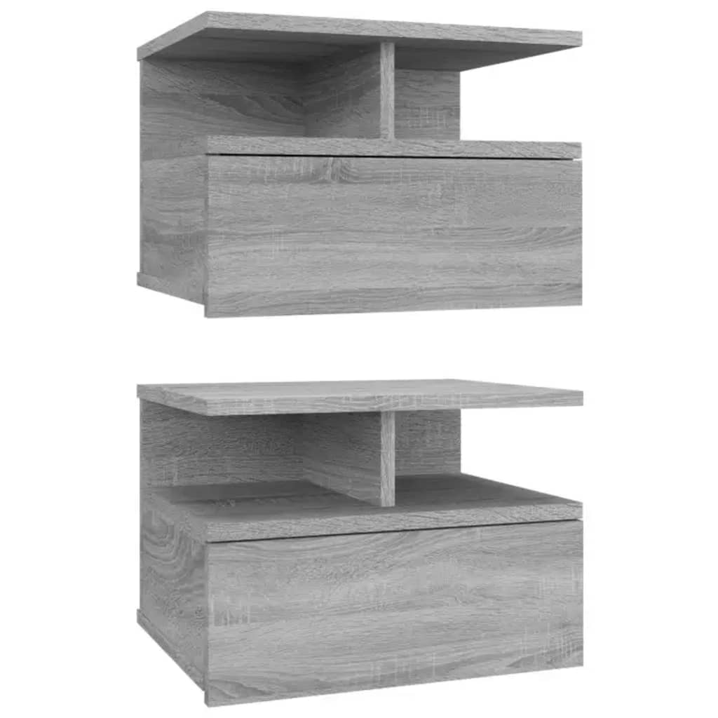 Nachtkastjes 2 st zwevend 40x31x27 cm bewerkt hout grijs sonoma Nachtkastjes | Creëer jouw Trendy Thuis | Gratis bezorgd & Retour | Trendy.nl