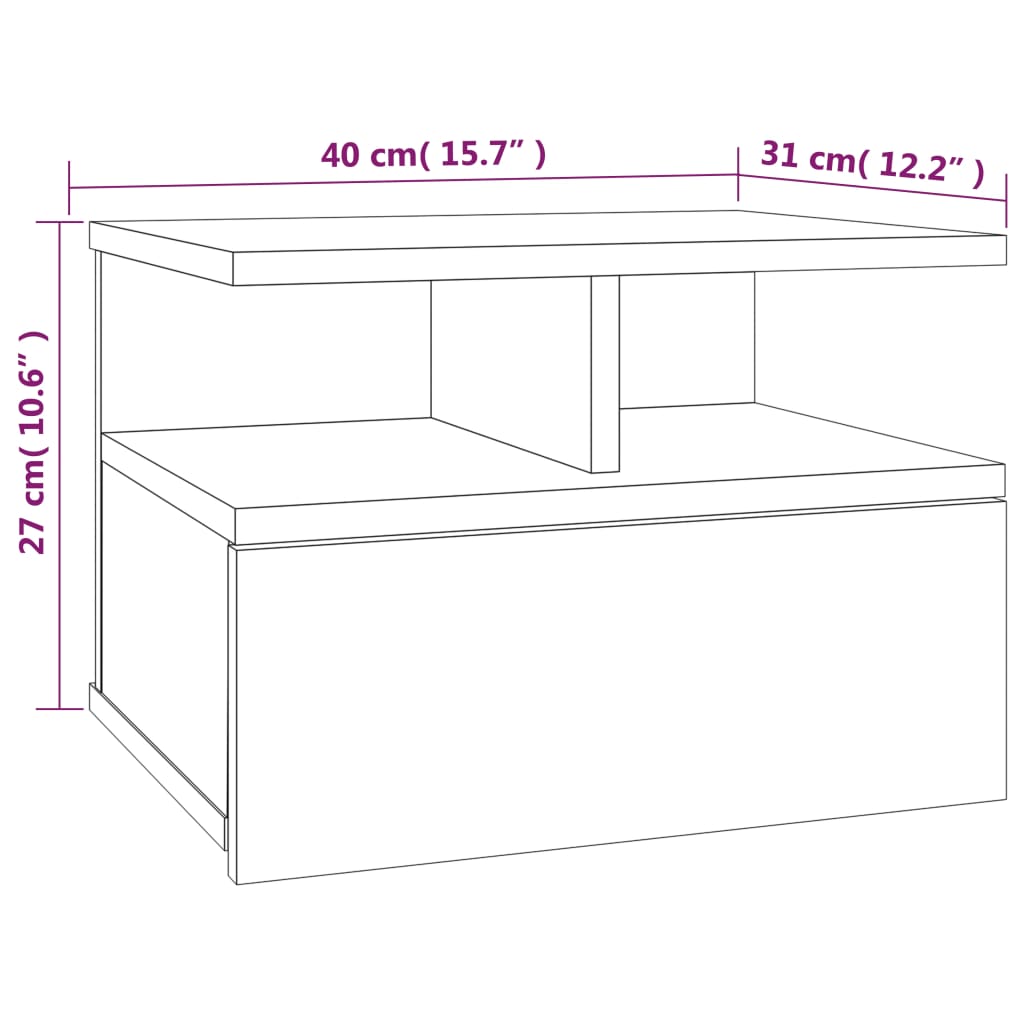 Nachtkastjes 2 st zwevend 40x31x27 cm bewerkt hout grijs sonoma Nachtkastjes | Creëer jouw Trendy Thuis | Gratis bezorgd & Retour | Trendy.nl