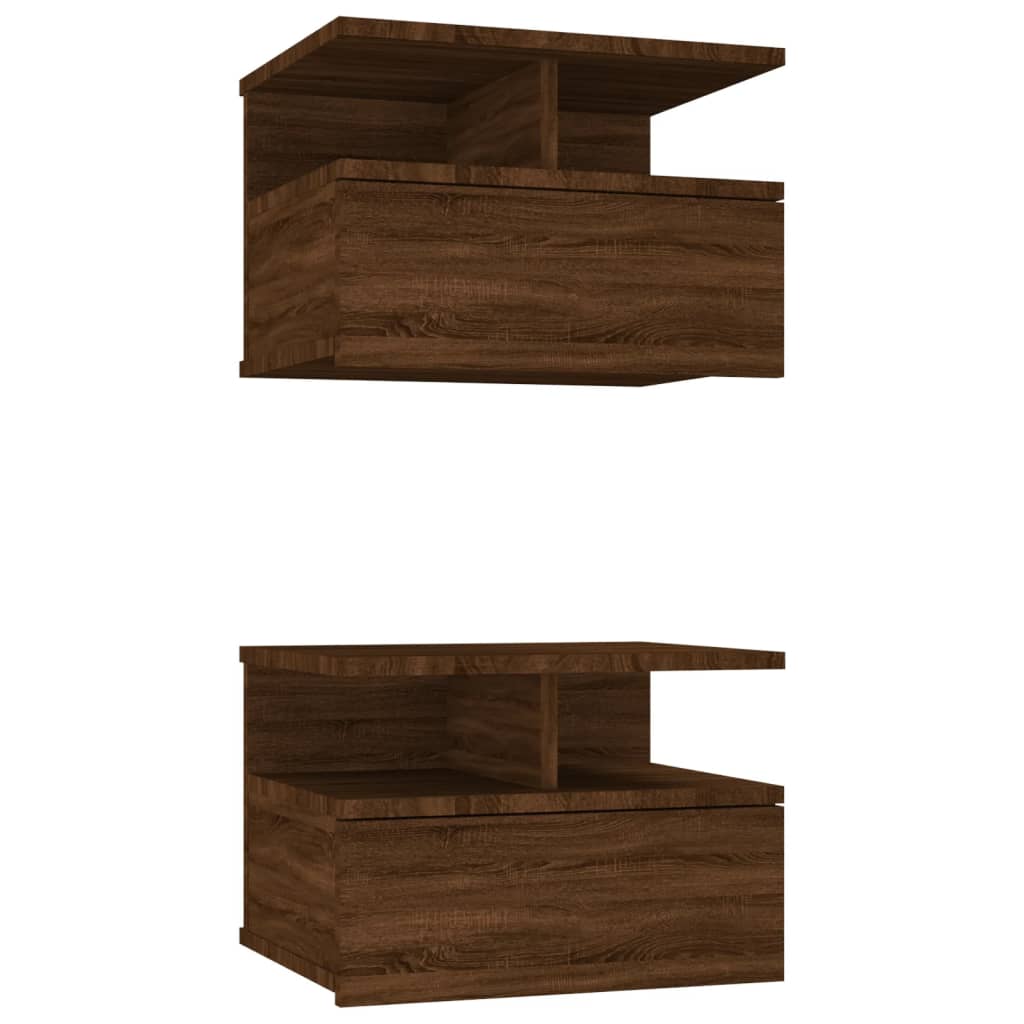 Nachtkastjes 2 st zwevend 40x31x27 cm bewerkt hout bruineiken Nachtkastjes | Creëer jouw Trendy Thuis | Gratis bezorgd & Retour | Trendy.nl