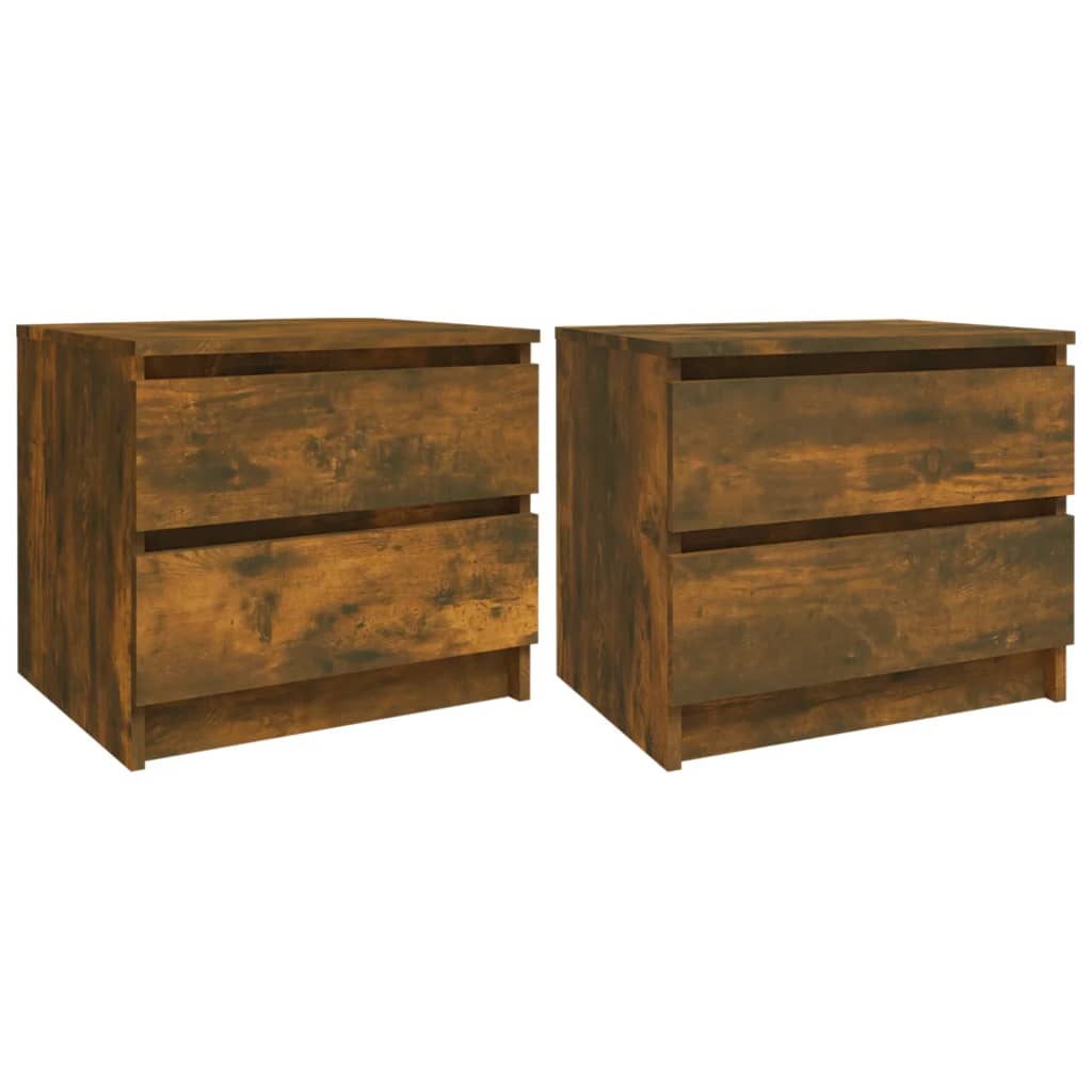 Nachtkastjes 2 st 50x39x43,5 cm bewerkt hout gerookt eikenkleur Nachtkastjes | Creëer jouw Trendy Thuis | Gratis bezorgd & Retour | Trendy.nl