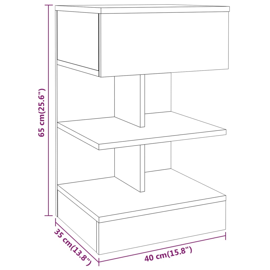 Nachtkastje 40x35x65 cm bewerkt hout gerookt eikenkleurig Nachtkastjes | Creëer jouw Trendy Thuis | Gratis bezorgd & Retour | Trendy.nl